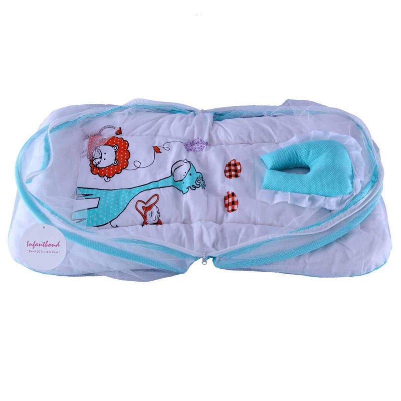 Infantbond Baby Folding Digital Print Mattress with Mosquito Net06 MonthsSize L32Inchs B19Inchs Sea Green - Image 2