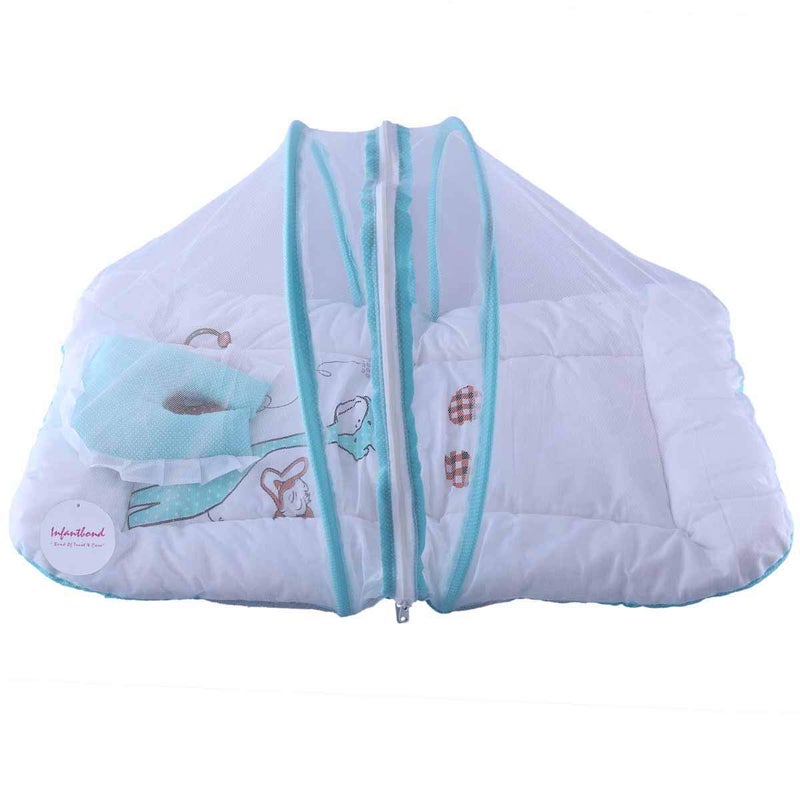 Infantbond Baby Folding Digital Print Mattress with Mosquito Net06 MonthsSize L32Inchs B19Inchs Sea Green - Image 3
