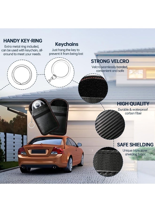 Faraday Bag for Key Fob, Car RFID Signal Blocking Pouch, Anti-Theft Signal Blocker Protector, Anti-Hacking Case Blocker, Faraday Key fob Protector (Carbon Fiber Texture) - Image 2