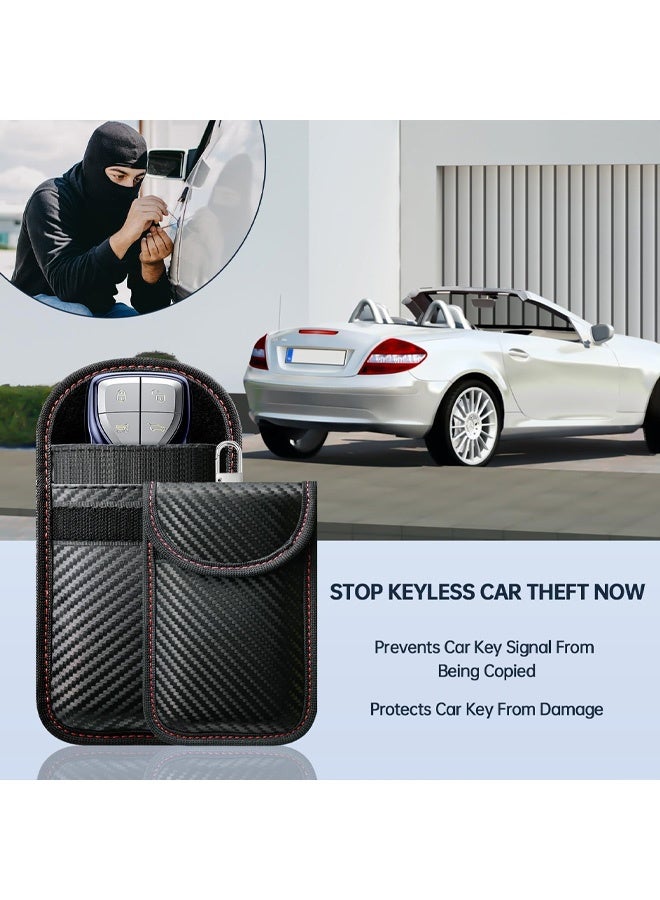 Faraday Bag for Key Fob, Car RFID Signal Blocking Pouch, Anti-Theft Signal Blocker Protector, Anti-Hacking Case Blocker, Faraday Key fob Protector (Carbon Fiber Texture) - Image 3