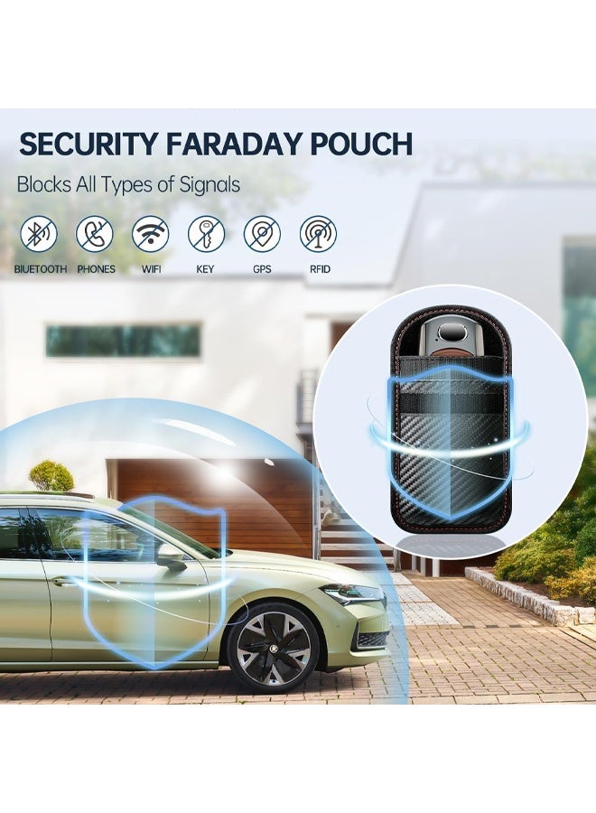 Faraday Bag for Key Fob, Car RFID Signal Blocking Pouch, Anti-Theft Signal Blocker Protector, Anti-Hacking Case Blocker, Faraday Key fob Protector (Carbon Fiber Texture) - Image 4