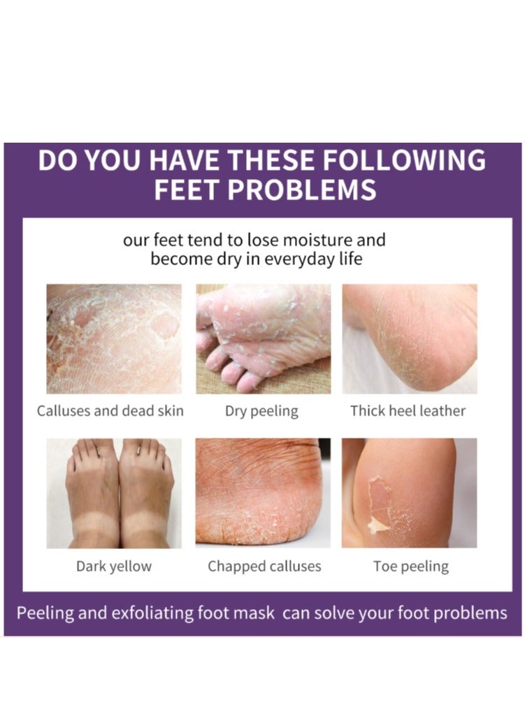 إل إس سي شان شان زوجان من قناع تقشير القدمين، أقنعة تقشير القدم، مقشر طبيعي للبشرة الميتة الجافة، مسامير القدم، إصلاح الكعب الخشن للرجال والنساء - Image 3