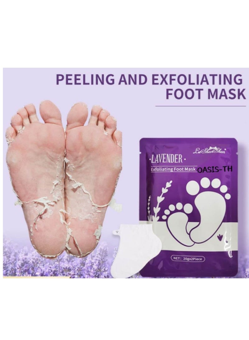 إل إس سي شان شان زوجان من قناع تقشير القدمين، أقنعة تقشير القدم، مقشر طبيعي للبشرة الميتة الجافة، مسامير القدم، إصلاح الكعب الخشن للرجال والنساء - Image 1