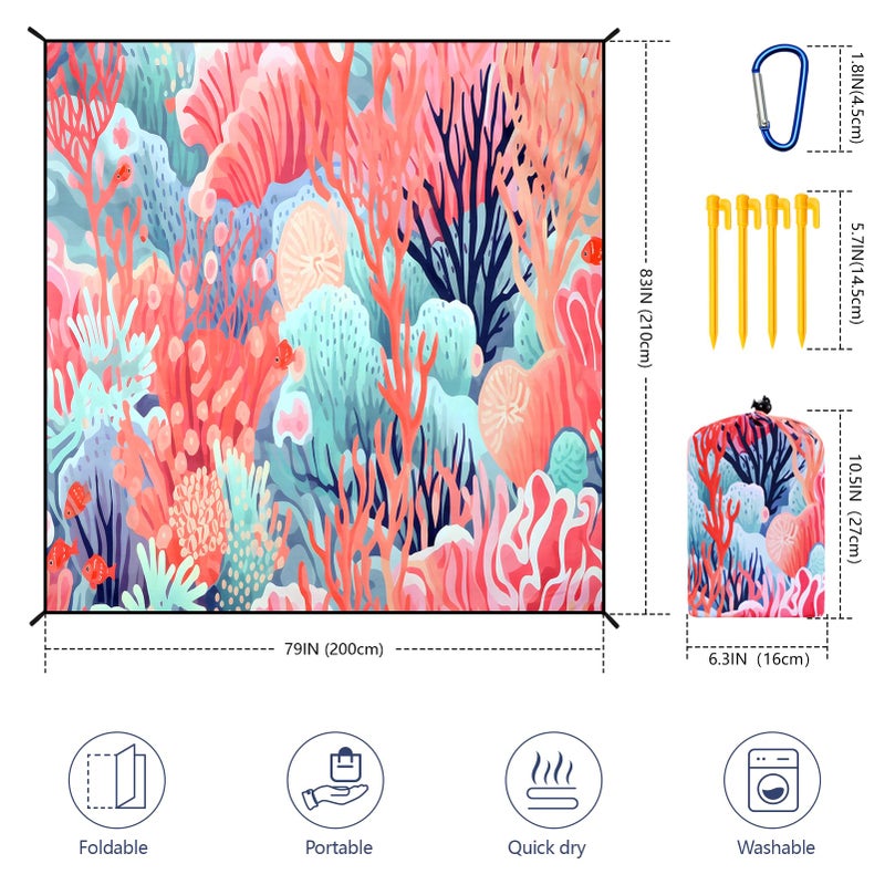 HIHOHO Beach Blanket Waterproof Sandproof Extra Large Beach Mat 79" X 83"/120"x108"for 1-8 Adults Quick Drying Durable Outdoor Picnic Mat for Beach Travel Camping Hiking - Image 2