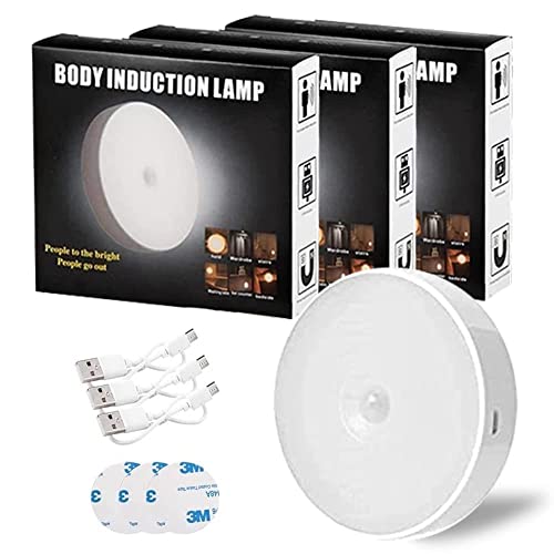 REWOP Motion Sensor Light for Home (Pack of 2) with USB Charging Wireless Self Adhesive LED Sensor Light for Wardrobe Lights with Sensor Night Light for Cupboard Stairs (Round- Cool White, 2) - Image 1