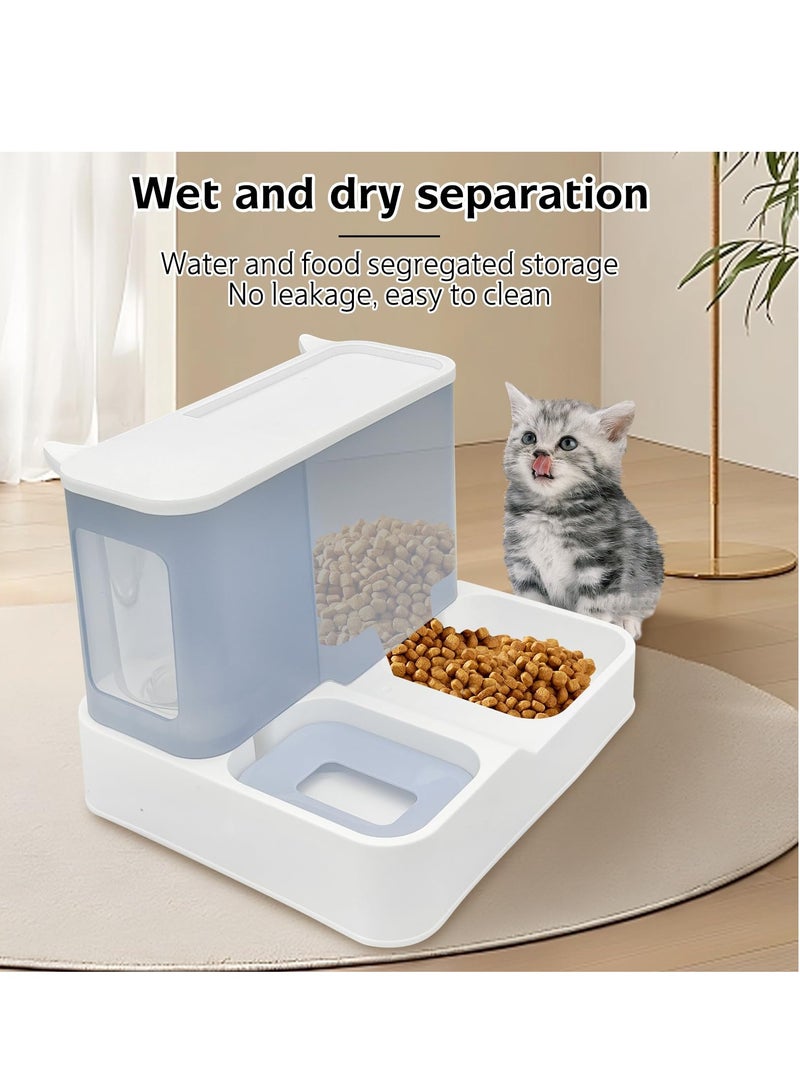 Automatic Cat Feeder Set 2 in 1 Pet Gravity Food Feeder and Waterer Set 2.8L Travel Supply All in One Auto Puppy Supply Feeding Watering Supplies for Small Medium Indoor Dogs Cats Pets Bule - Image 3