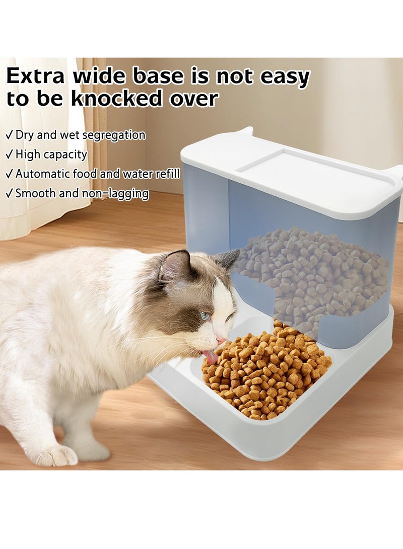 Automatic Cat Feeder Set 2 in 1 Pet Gravity Food Feeder and Waterer Set 2.8L Travel Supply All in One Auto Puppy Supply Feeding Watering Supplies for Small Medium Indoor Dogs Cats Pets Bule - Image 2