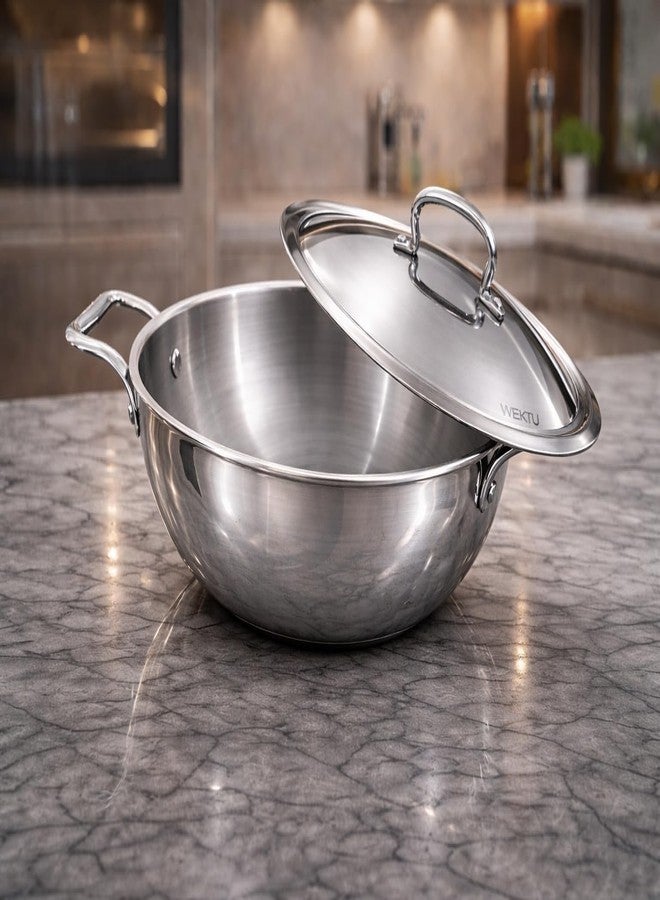 WEKTU Triply Stainless Steel Kadhai with Lid, 24 cm Diameter, 3 Litre Capacity, Induction Compatible - Image 1