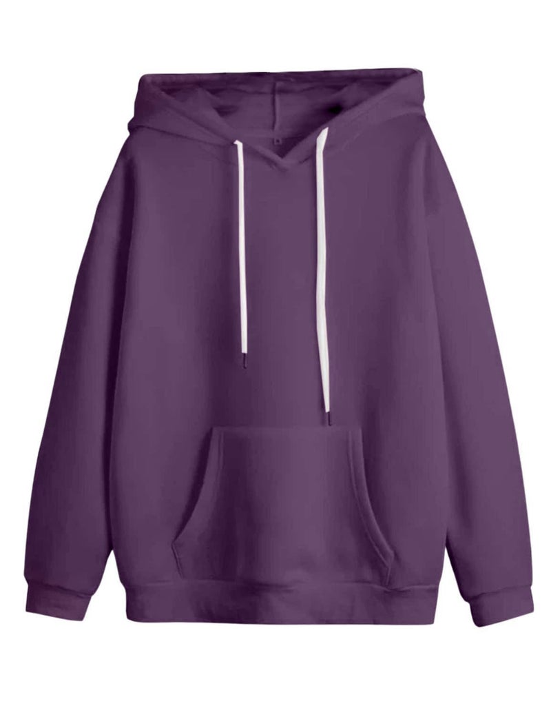 Veirdo Cotton Fleece Regular Fit Hooded Sweatshirt Full Sleeves Jumper Purple Solid Winter Sweatshirt for Men (W_05_Purple_S) - Image 5