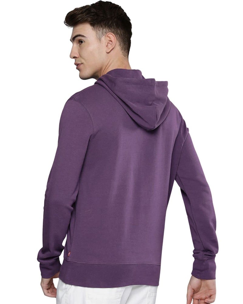 Veirdo Cotton Fleece Regular Fit Hooded Sweatshirt Full Sleeves Jumper Purple Solid Winter Sweatshirt for Men (W_05_Purple_S) - Image 3
