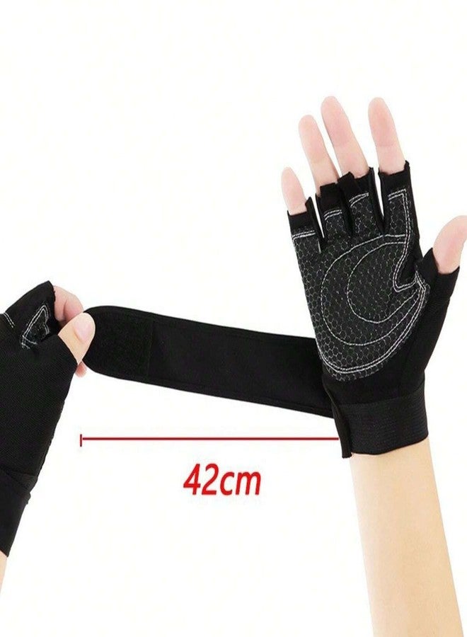 Ahamo Gym Gloves for Men Women, Weightlifting Gloves with Anti-Slip Palm, Wrist Support for Workout, Fitness, Cycling - Breathable Fingerless Design for Maximum Grip & Comfort (Black/White, M) - Image 2
