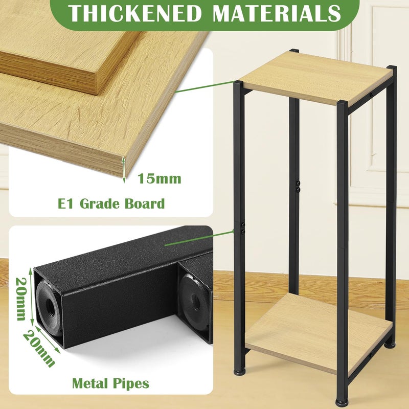 Dipion Tall Plant Stand Indoor,31 Inch Plants Stands,2 Tier Metal Plant Stand with Heavy Duty Wood,Yellow Oak and Black - Image 2