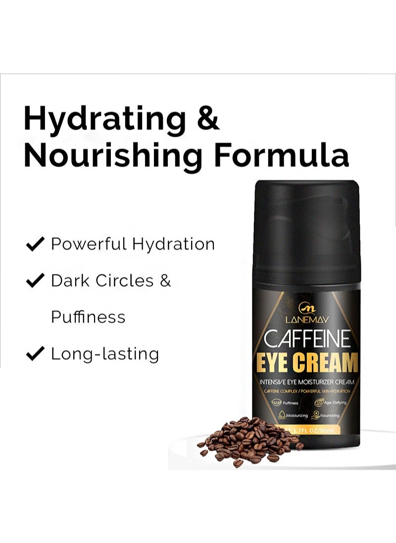 LANEMAY - Caffeine Eye Cream, Caffeine Eye Serum for Dark Circles, Anti Aging Eye Cream, Reduce Puffiness, Eye Bags Removal, Fade Eye Lines, Anti-Oxidation, Moisturize, Tighten Eye Skin（50ml） - Image 1