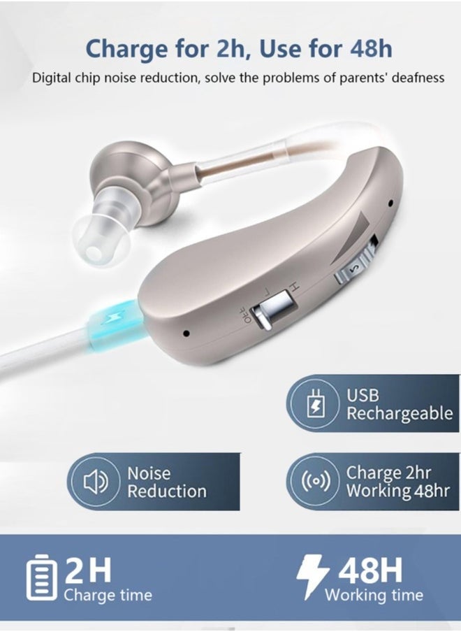 Hearing Aid, Rechargeable Hearing Aids for Hearing Loss, Noise Cancelling and Volume Control