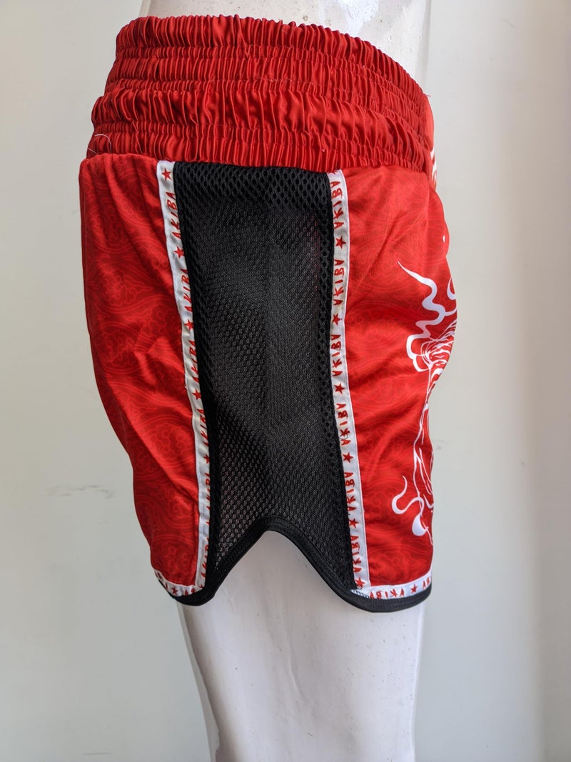 AKIBA Muay Thai Boxing Shorts, Classic for Men and Women, MMA BJJ Gym Kick Boxing (in, Numeric, 36, RED) - Image 3