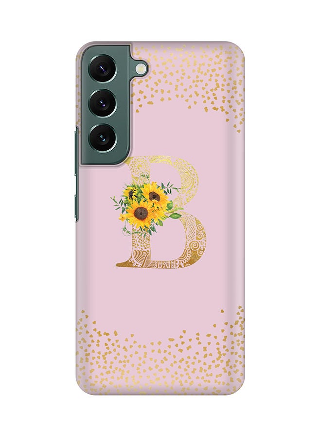 Stylizedd Monogram Slim Cover for Samsung Galaxy S22+ 5G Case Custom Initials Letter Floral Pattern Snap Series Mobile Cover Matte Alphabet  - B (Pink) - Image 1
