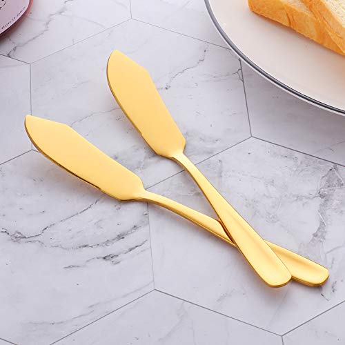 Bisda Stainless Steel Cheese Dessert Knives, Set of 6, Breakfast Butter Knife, Slicer Sandwich Spreader(Gold) - Image 4
