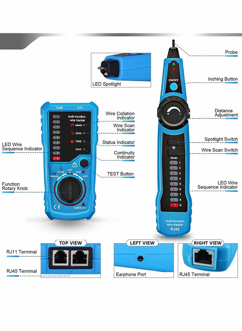 Y&D Wire Tracker, RJ11 RJ45Network, Cable Tester, Line Finder Multifunction Tracker,Telephone Tester Ethernet LAN Toner for Network Collation  - Image 4