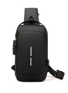 SYOSI Anti Theft Crossbody Sling Bag, Waterproof Chest Daypack with USB Charging Port, Multi-functional Large-Capacity Lightweight Shoulder Bag with Combination Lock, Shoulder Backpack for Men Women, Black  - Image 1