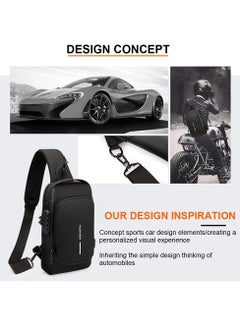 SYOSI Anti Theft Crossbody Sling Bag, Waterproof Chest Daypack with USB Charging Port, Multi-functional Large-Capacity Lightweight Shoulder Bag with Combination Lock, Shoulder Backpack for Men Women, Black  - Image 2