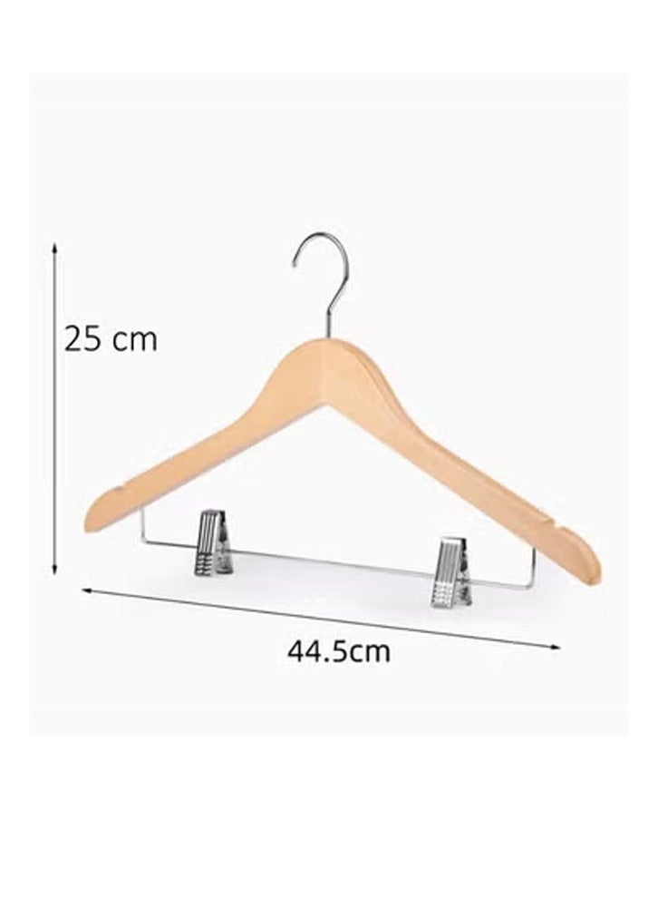 NKX Pack of 10 High Quality Wooden Suit and Pants Rack with Shoulder Notches Hangers - Image 2