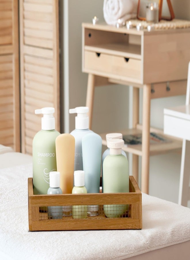 FillTouch مجموعة فيل تاتش من 4 سلال خشبية متداخلة لسطح الطاولة، 4 أحجام، صندوق تخزين خشبي بمقبض وسلك معدني، صندوق منظم خشبي متعدد الأغراض للفواكه والخضراوات، خزانة المطبخ، الحمام (بني داكن، صغير) - Image 5