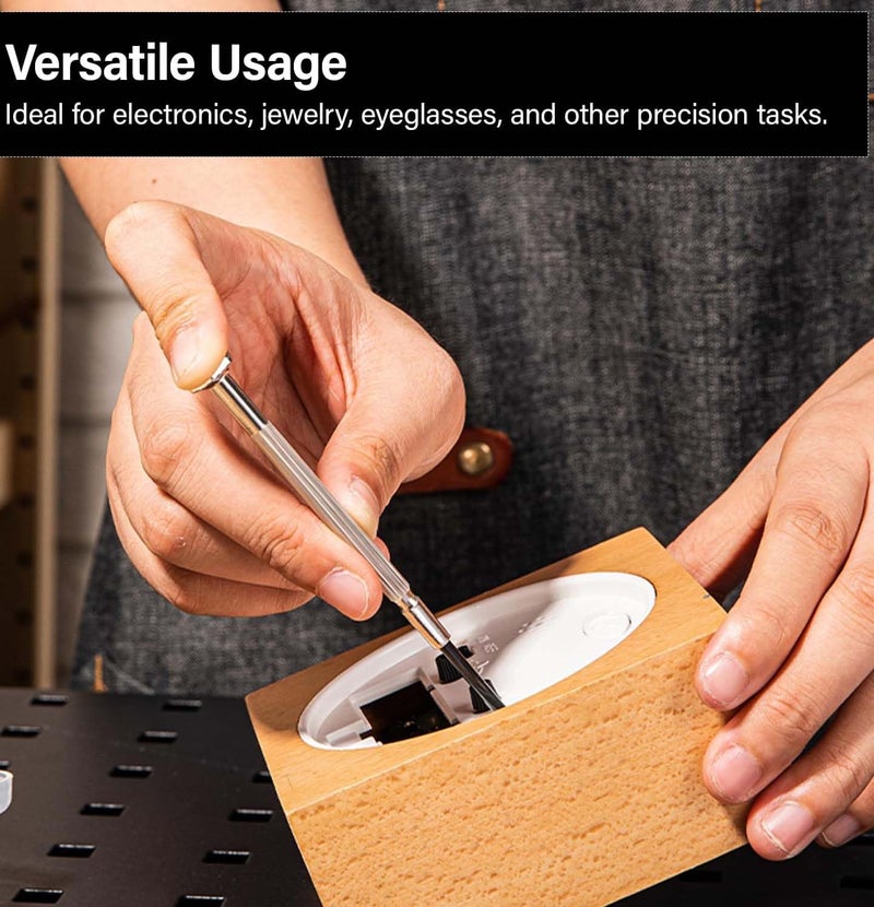 6 Pcs Precision Screwdriver Set with Magnetic Tip Cr-V Material Rotatable Cap Nickel-Plated Handle Carbon Steel Repair Tool Kit for Toys Watches Glasses Instruments (Pack of 1, Silver)  - Image 5