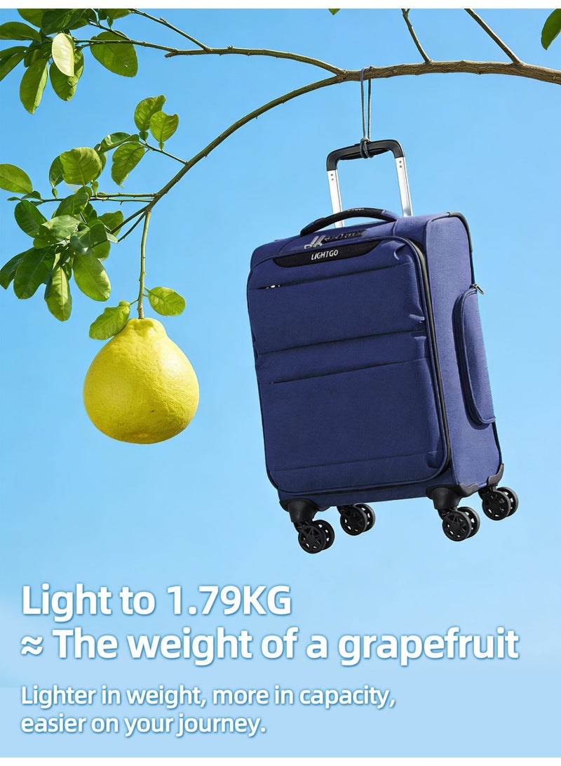 LIGHTGO 6947 cabin size Suitcase carry on Suitcase soft spinner luggage 20inch with TSA lock waterproof zipper travel case Navy color ultra-light case - Image 1