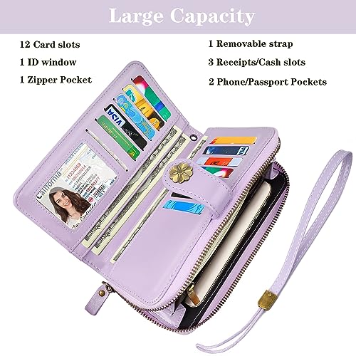 Coco Rossi Women Wallets Multi Card Case Wallet Clutch Wallet Card Holder Organizer Ladies Purse Wrist strap Purse, White Daisy - Image 3