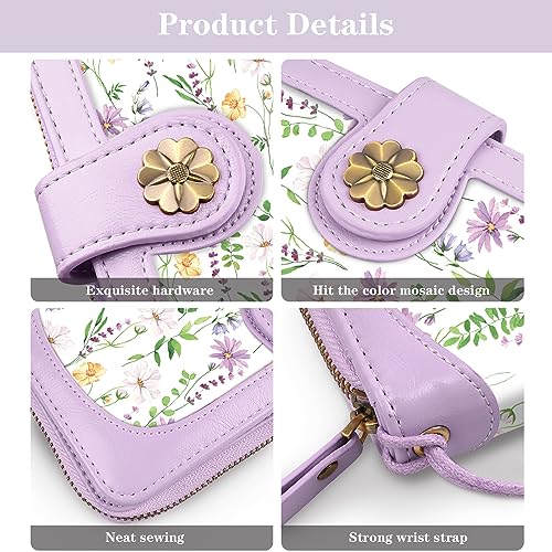 Coco Rossi Women Wallets Multi Card Case Wallet Clutch Wallet Card Holder Organizer Ladies Purse Wrist strap Purse, White Daisy - Image 5
