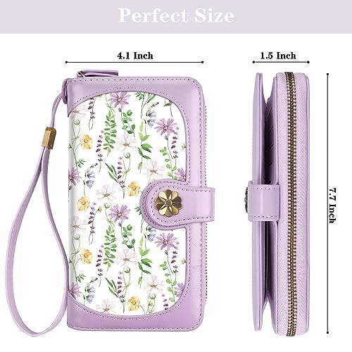 Coco Rossi Women Wallets Multi Card Case Wallet Clutch Wallet Card Holder Organizer Ladies Purse Wrist strap Purse, White Daisy - Image 4