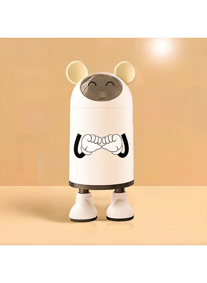 Noon East Cute Bear Shaped Plastic Trash Can, Garbage Container Basket for Bathrooms, Laundry Room, Kitchens, Kids Rooms, Dorms, Dia 25.7 x H 58.8 cm, Cream / Yellow - Image 1