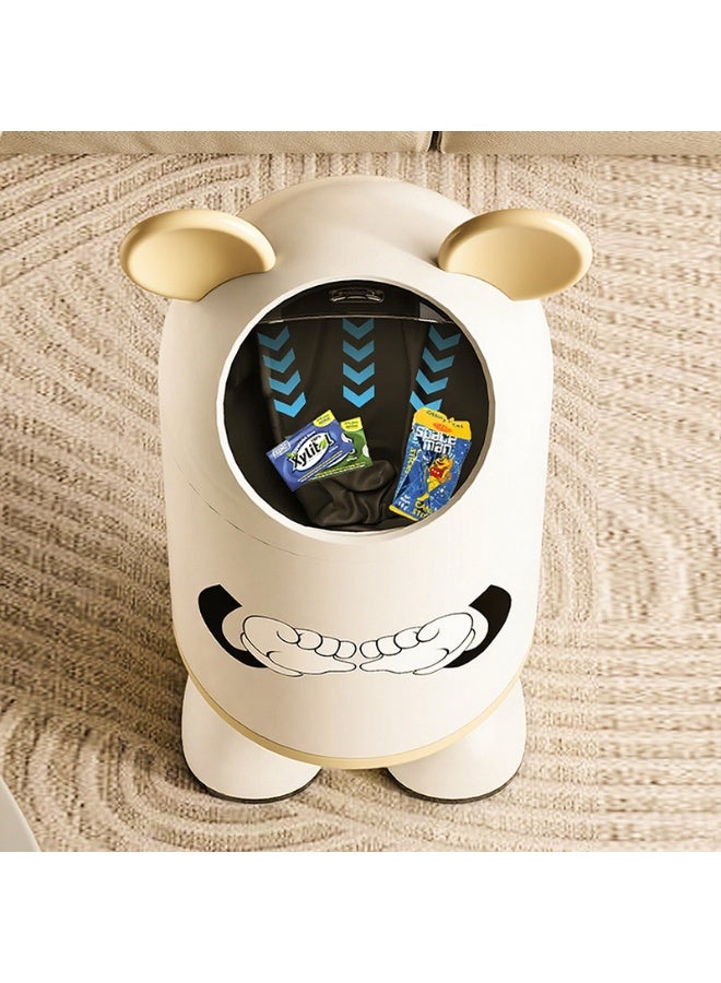 Noon East Cute Bear Shaped Plastic Trash Can, Garbage Container Basket for Bathrooms, Laundry Room, Kitchens, Kids Rooms, Dorms, Dia 25.7 x H 58.8 cm, Cream / Yellow - Image 3