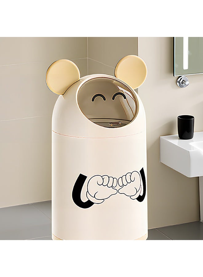 Noon East Cute Bear Shaped Plastic Trash Can, Garbage Container Basket for Bathrooms, Laundry Room, Kitchens, Kids Rooms, Dorms, Dia 25.7 x H 58.8 cm, Cream / Yellow - Image 5