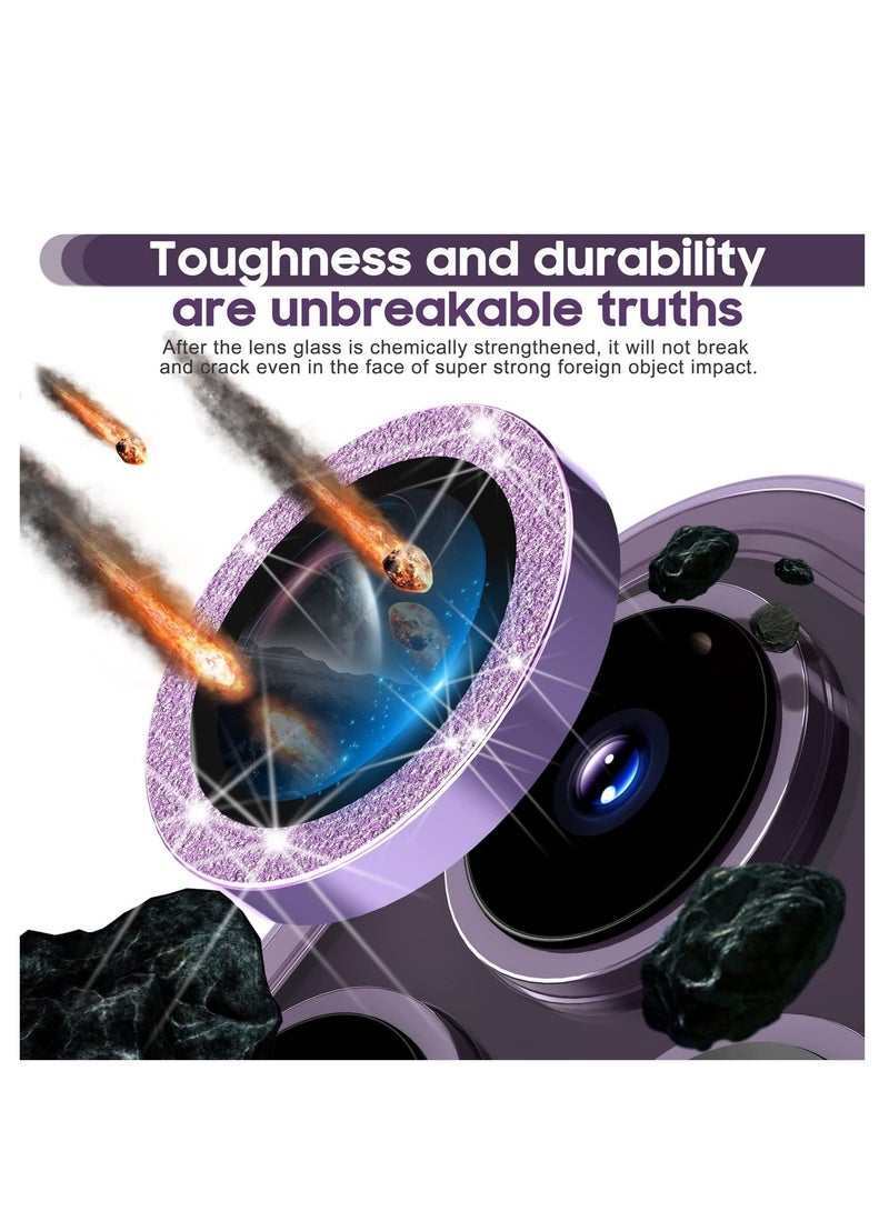 ELTRAZONE for iPhone 14 Pro 6.1 inch / 14 Pro Max 6.7 inch Camera Lens Protector, Camera Cover Tempered Glass for iPhone 14 Pro Max/for iPhone 14 Pro [Glitter Diamonds] - Bling -Purple - Image 5