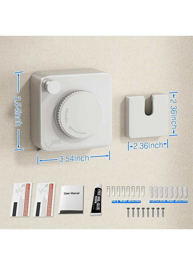 Hihonor - Retractable Clothesline, Indoor/Outdoor Clothesline, Anti-Sag Retractable Laundry Line, Stainless Steel Wall Mounted, No Hole Punching, for Home/Hotel (White, 4.8m) - Image 1