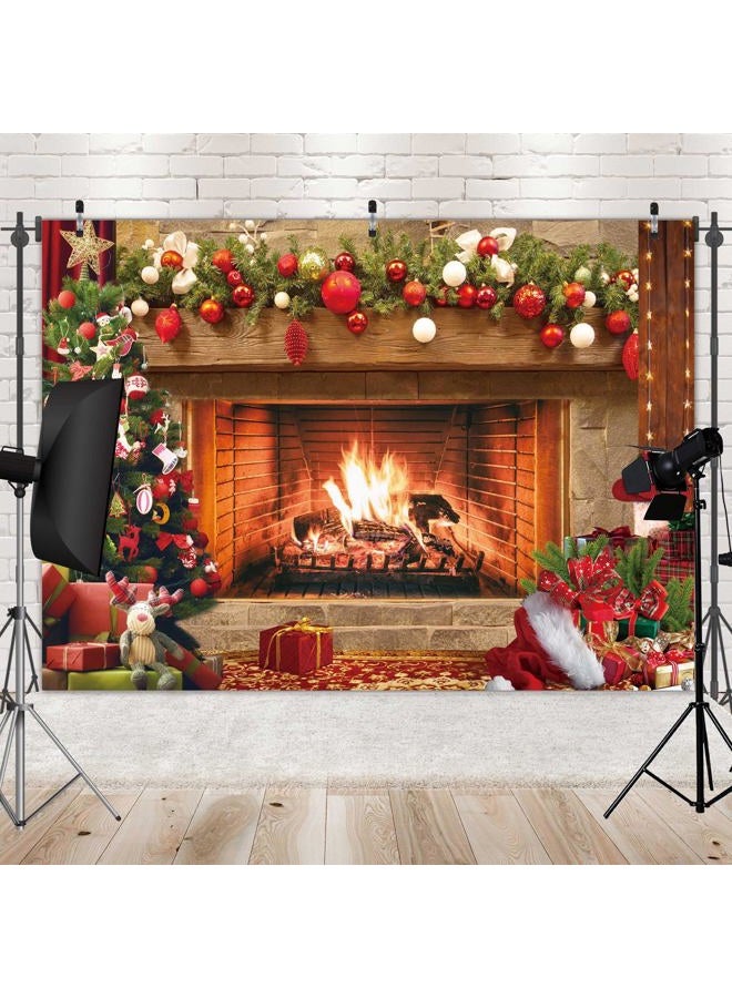 Msocio 10x8ft Polyester Fabric Christmas Fireplace Backdrop Vintage Xmas Tree Sock Background Photography for Kids Portrait Party Decorations Photo Studio Booth Props Decor Supplies - Image 5