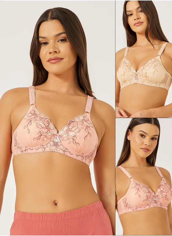 Styli 2PK PW EMBROIDERED T-SHIRT BRA