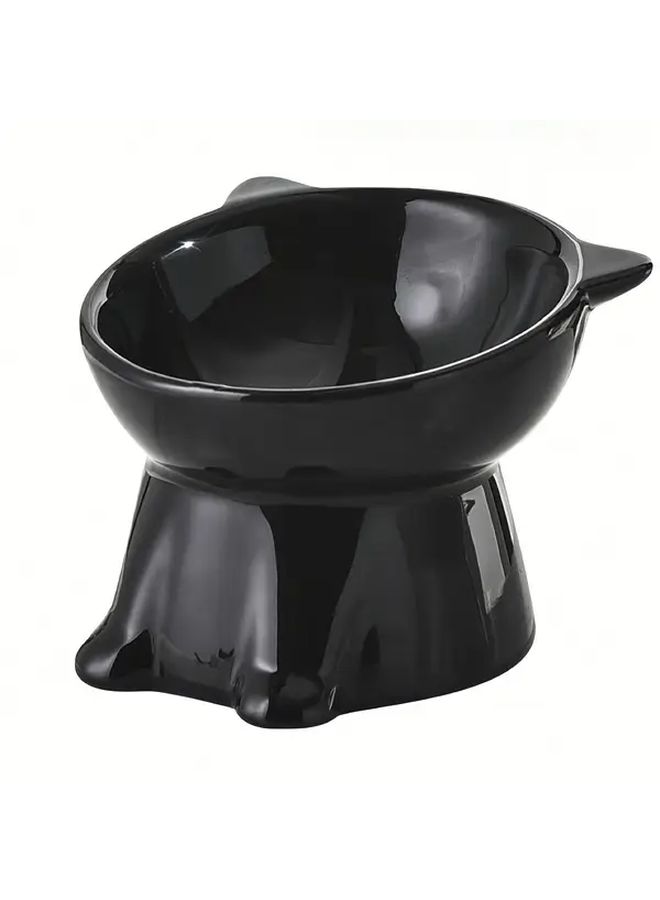 White Tilted Cat Bowl with Stable Base Pet Food and Water Feeding Dish - Image 5