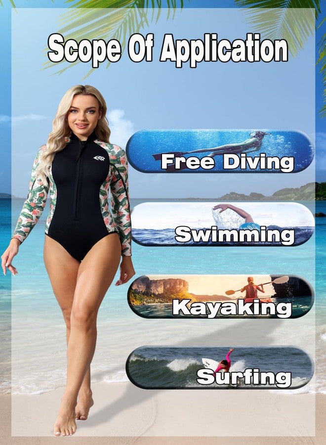 AnParc Wetsuit Women 1.5mm Neoprene, Shorty Wet Suit for Women Cold Water Swimming Long Sleeve Diving Suits with Front Zipper UV Protection for Swimming Diving Snorkeling - Image 5