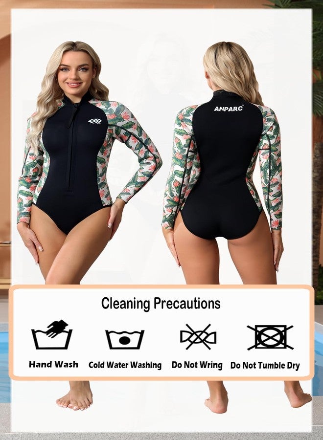 AnParc Wetsuit Women 1.5mm Neoprene, Shorty Wet Suit for Women Cold Water Swimming Long Sleeve Diving Suits with Front Zipper UV Protection for Swimming Diving Snorkeling - Image 3