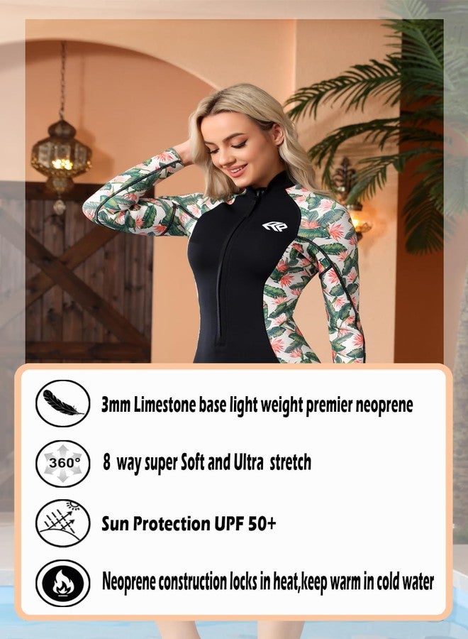 AnParc Wetsuit Women 1.5mm Neoprene, Shorty Wet Suit for Women Cold Water Swimming Long Sleeve Diving Suits with Front Zipper UV Protection for Swimming Diving Snorkeling - Image 2