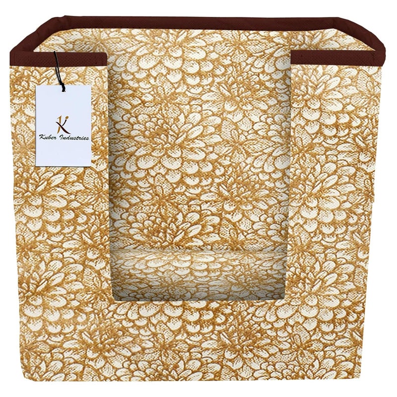 Kuber Industries Metallic Printed 6 Piece Non Woven Shirt Stacker Wardrobe Organizer Set Beige Golden Brown CTKTC034982 - Image 4