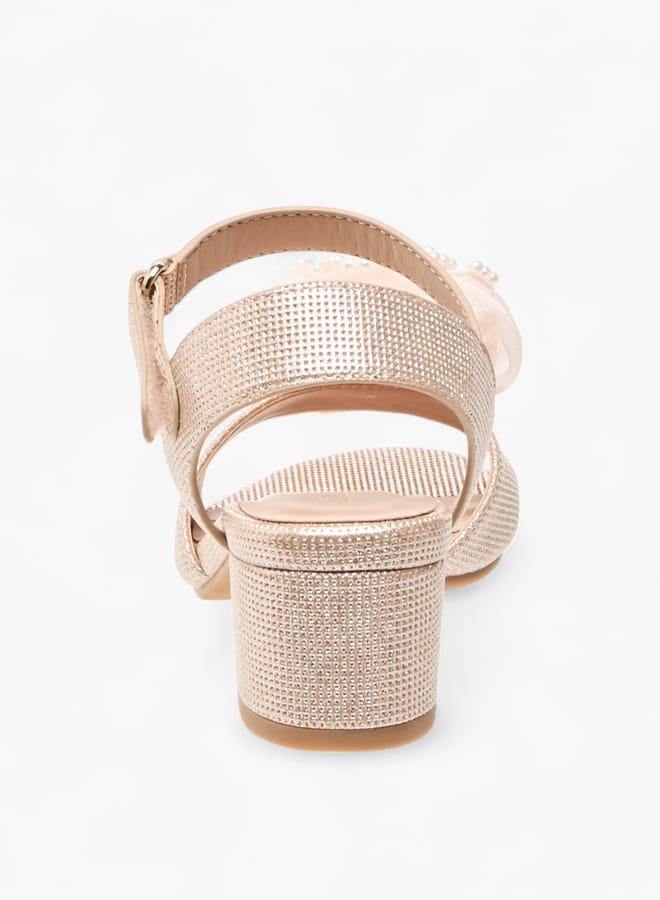 سيليست صنادل بناتي بكعب عريض وتزيين زهري مع إغلاق بشريط لاصق - Image 5