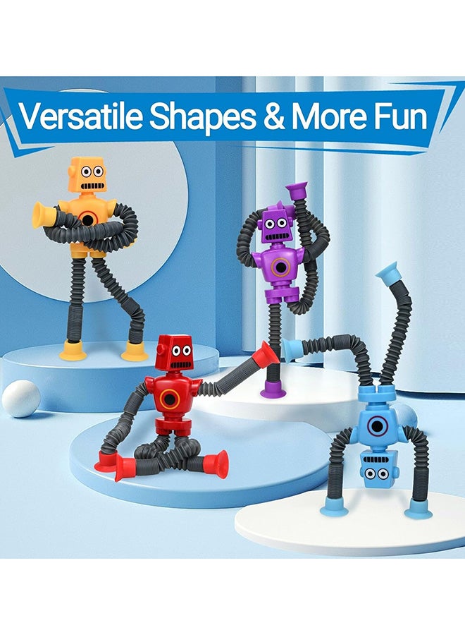 Toyland ألعاب تويلاند أنابيب بوب روبوت ألعاب مضغوطة (4 عبوات)، لعبة روبوتية بكوب شفط تلسكوبي، مهارات حركية دقيقة للأطفال الصغار وتعلم إبداعي، ألعاب حسية للأطفال المصابين بالتوحد من عمر 3-6 سنوات، هدايا حفلات للأولاد والبنات - Image 3