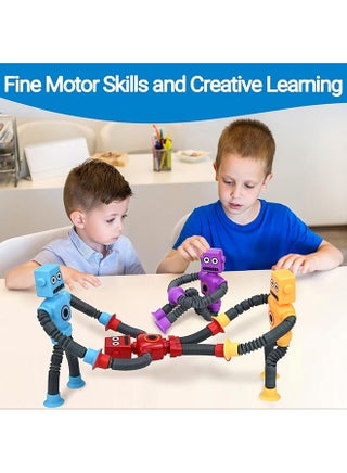 Toyland Pop Tubes Robot Fidget Toys (4 Pack), Telescopic Suction Cup Robotics Toy, Toddler Fine Motor Skills & Creative Learning, Autism Sensory Toys for Kids Age 3-6, Party Favors Boy Girl Gifts - view 5