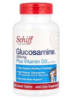 Schiff Glucosamine HCl Plus Vitamin D3 2000 mg 150 Coated Tablets (1000 mg per Tablet) 