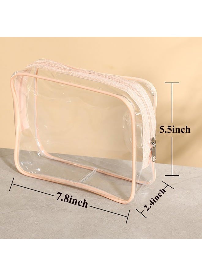 Tergy Clear Cosmetics Bags for Women Men Waterproof Toiletry Bags PVC Makeup Bags Organizer Case with Zipper for Travel Bathroom, 20 Pink Colors, Waterproof Bags - Image 2