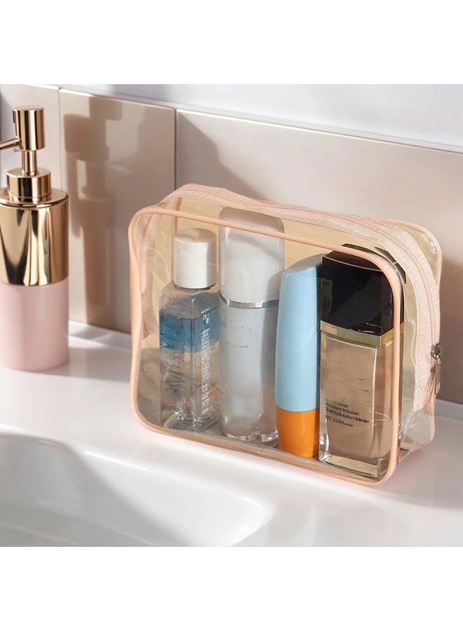 Tergy Clear Cosmetics Bags for Women Men Waterproof Toiletry Bags PVC Makeup Bags Organizer Case with Zipper for Travel Bathroom, 20 Pink Colors, Waterproof Bags - Image 3
