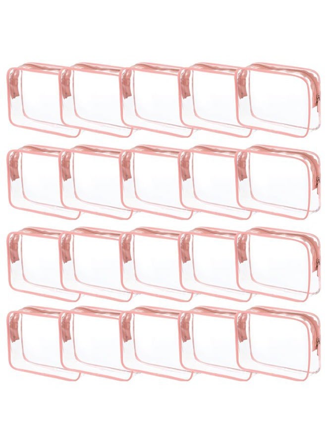 Tergy Clear Cosmetics Bags for Women Men Waterproof Toiletry Bags PVC Makeup Bags Organizer Case with Zipper for Travel Bathroom, 20 Pink Colors, Waterproof Bags - Image 1